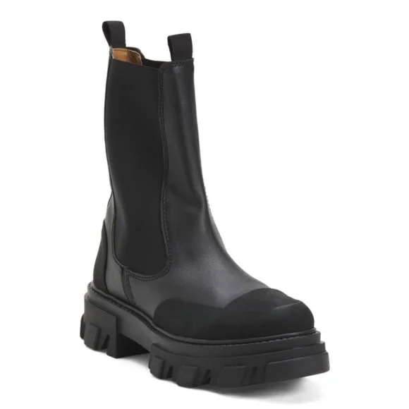 Ganni Black Lug-Sole Chelsea Boots - Picture 2 of 5